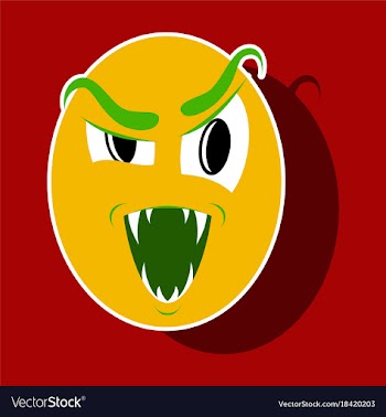Paper sticker on theme evil emotions face vector image