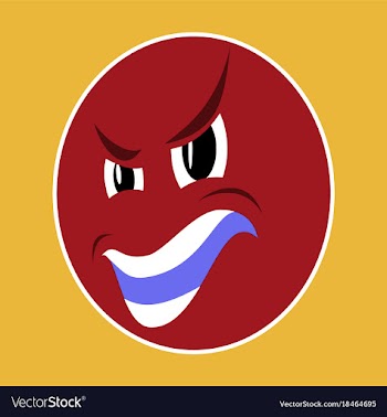 Paper sticker on theme evil emotions face vector image