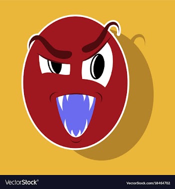 Paper sticker on theme evil emotions face vector image