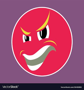 Paper sticker on theme evil emotions face vector image