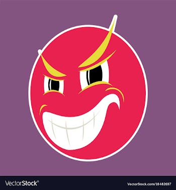 Paper sticker on theme evil emotions face vector image