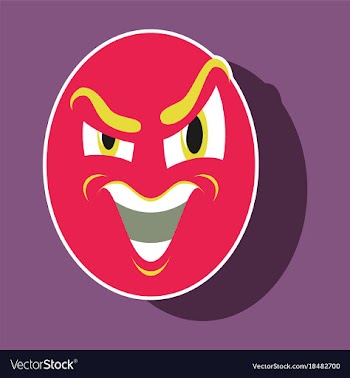 Paper sticker on theme evil emotions face vector image