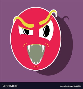 Paper sticker on theme evil emotions face vector image