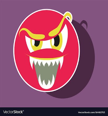 Paper sticker on theme evil emotions face vector image