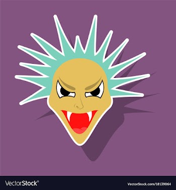 Paper sticker on theme evil face vector image