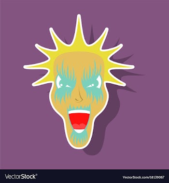 Paper sticker on theme evil face vector image