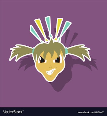 Paper sticker on theme evil face vector image