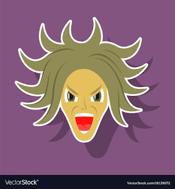 Paper sticker on theme evil face vector image
