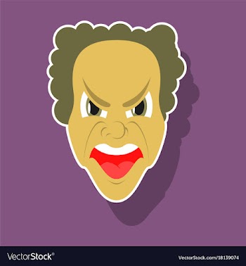 Paper sticker on theme evil face vector image