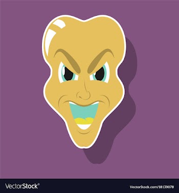 Paper sticker on theme evil face vector image