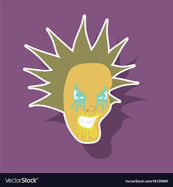Paper sticker on theme evil face vector image