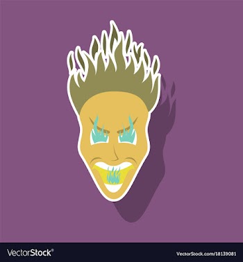 Paper sticker on theme evil face vector image