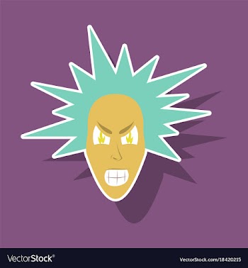Paper sticker on theme evil face vector image