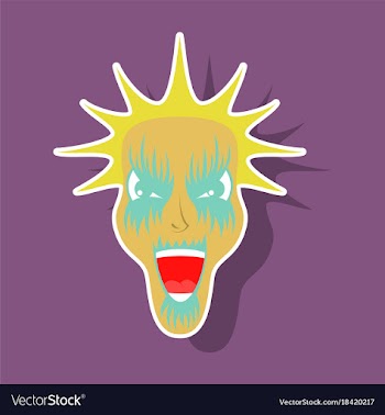 Paper sticker on theme evil face vector image