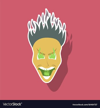 Paper sticker on theme evil face vector image
