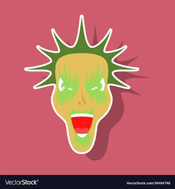 Paper sticker on theme evil face vector image