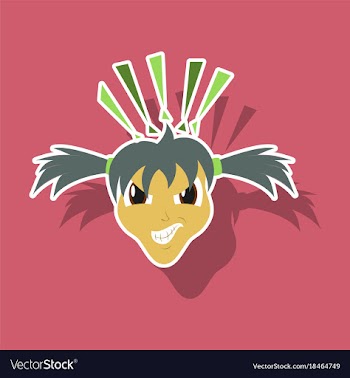 Paper sticker on theme evil face vector image