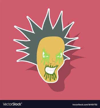 Paper sticker on theme evil face vector image