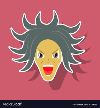 Paper sticker on theme evil face vector image