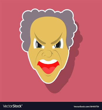 Paper sticker on theme evil face vector image