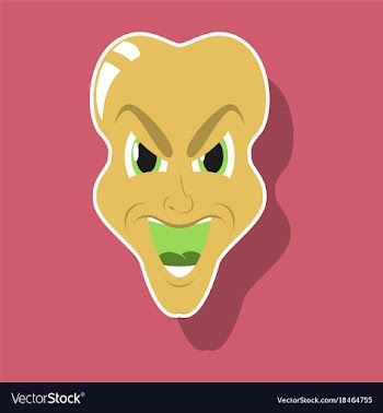 Paper sticker on theme evil face vector image