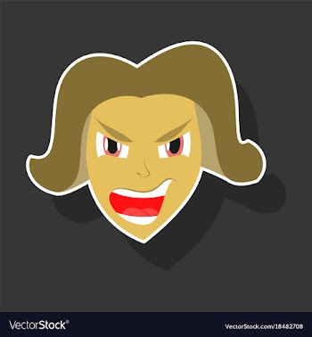 Paper sticker on theme evil face vector image