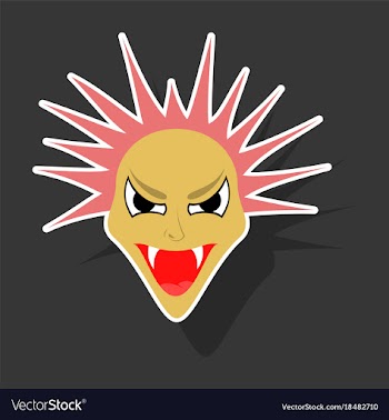 Paper sticker on theme evil face vector image
