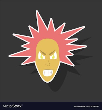 Paper sticker on theme evil face vector image