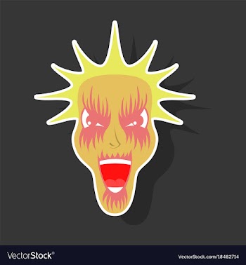 Paper sticker on theme evil face vector image