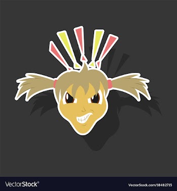 Paper sticker on theme evil face vector image