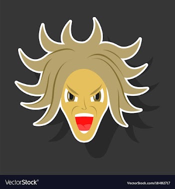 Paper sticker on theme evil face vector image