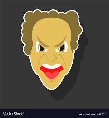 Paper sticker on theme evil face vector image