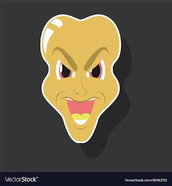 Paper sticker on theme evil face vector image