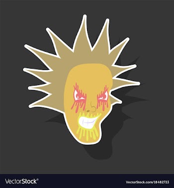 Paper sticker on theme evil face vector image