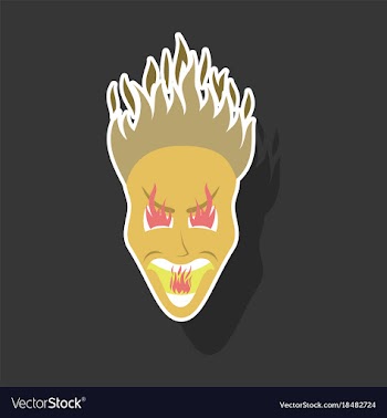 Paper sticker on theme evil face vector image