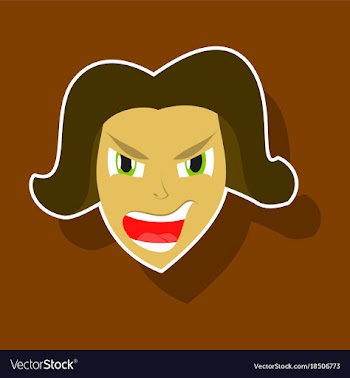 Paper sticker on theme evil face vector image