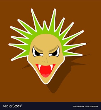 Paper sticker on theme evil face vector image