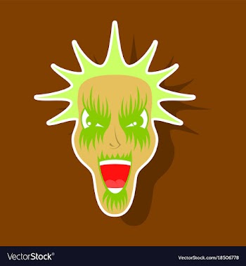 Paper sticker on theme evil face vector image