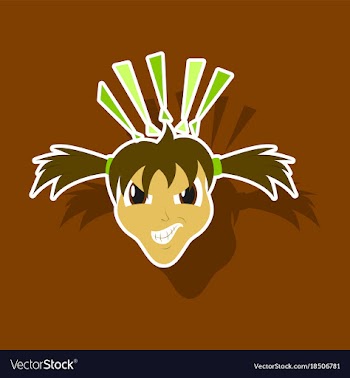 Paper sticker on theme evil face vector image