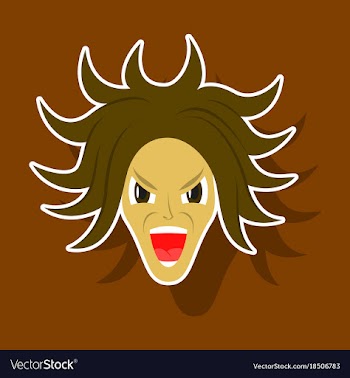 Paper sticker on theme evil face vector image