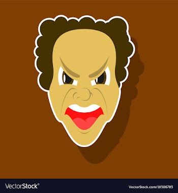 Paper sticker on theme evil face vector image