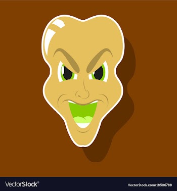Paper sticker on theme evil face vector image