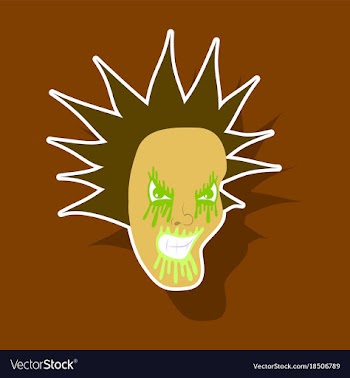 Paper sticker on theme evil face vector image