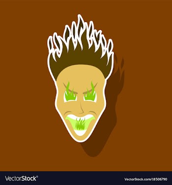 Paper sticker on theme evil face vector image