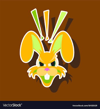 Paper sticker on theme evil rabbit animal vector image