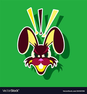 Paper sticker on theme evil rabbit animal vector image