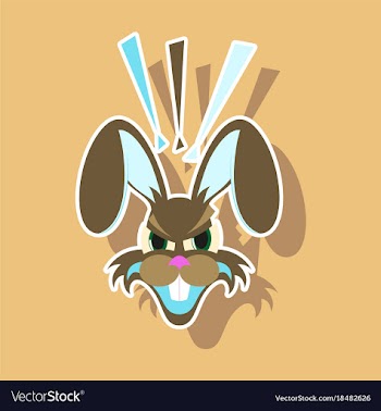 Paper sticker on theme evil rabbit animal vector image