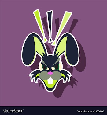 Paper sticker on theme evil rabbit animal vector image