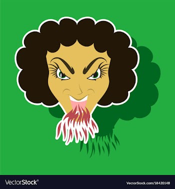 Paper sticker on theme evil women vector image