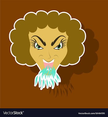 Paper sticker on theme evil women vector image